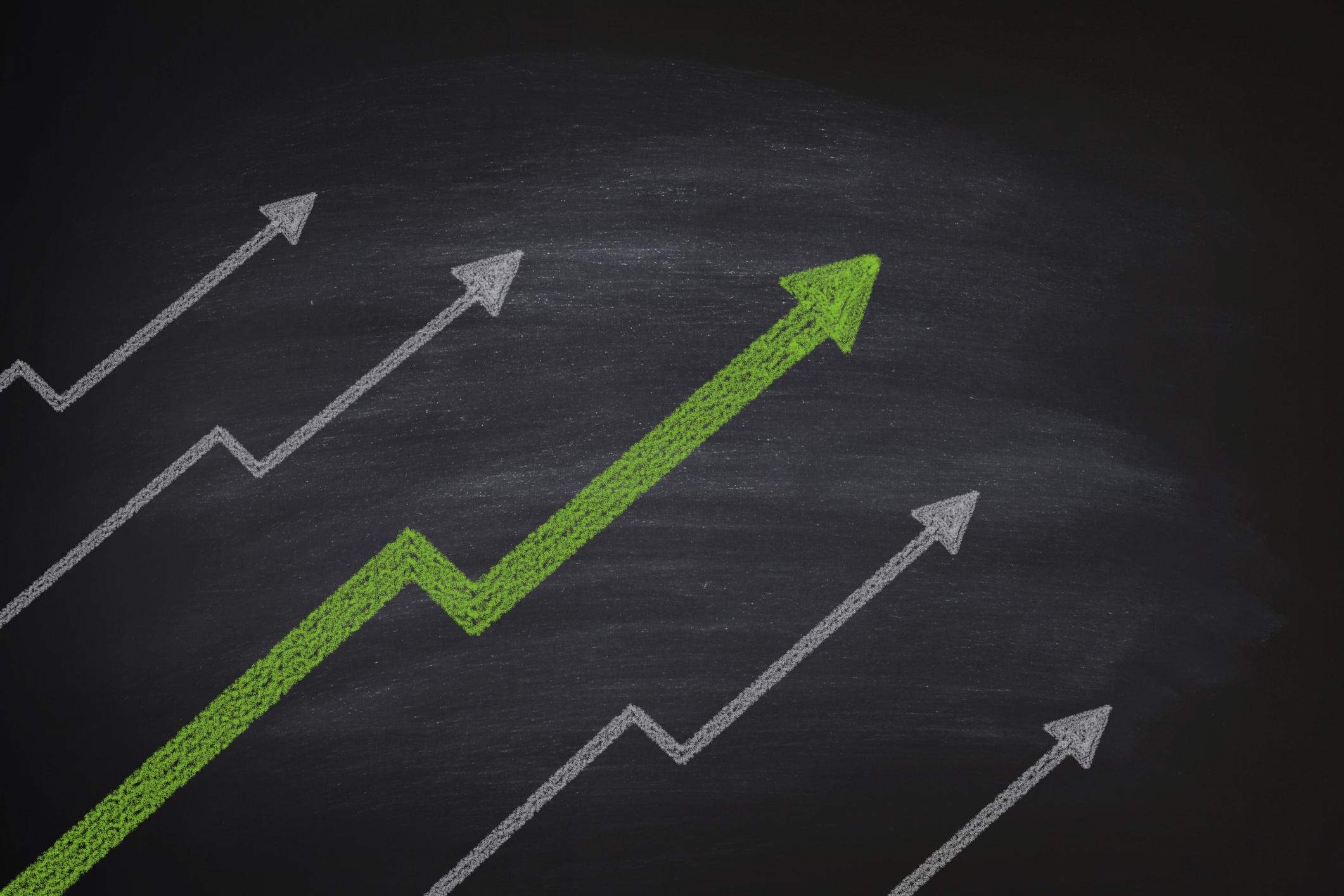 A line chart with one line seeing outsize growth compared to the others