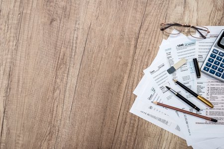 Financial Forms wooden table