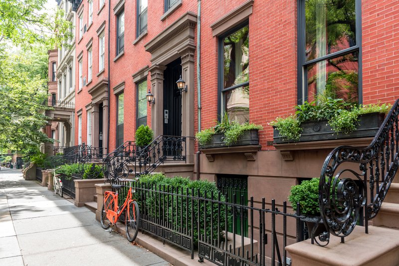 brick buildings in a city