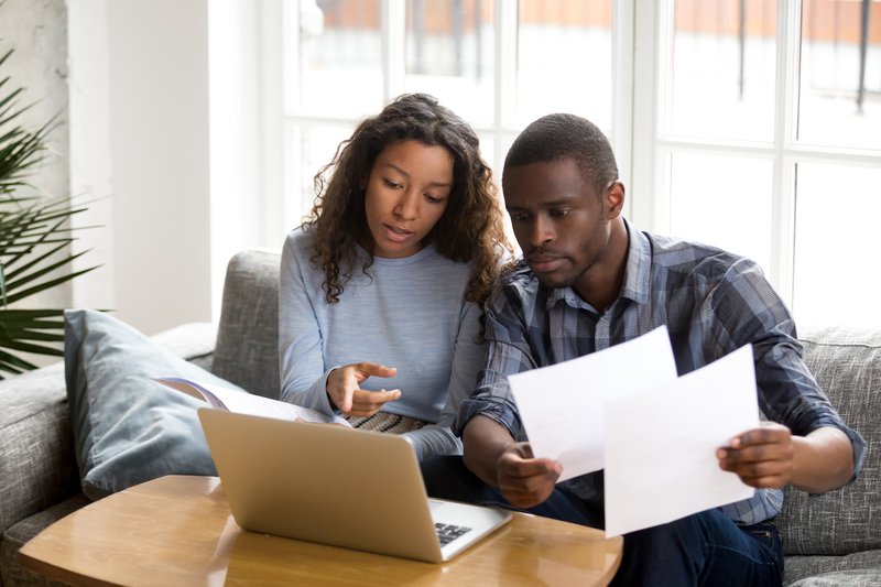couple looking at a computer