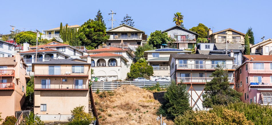 houses on a hillside in California