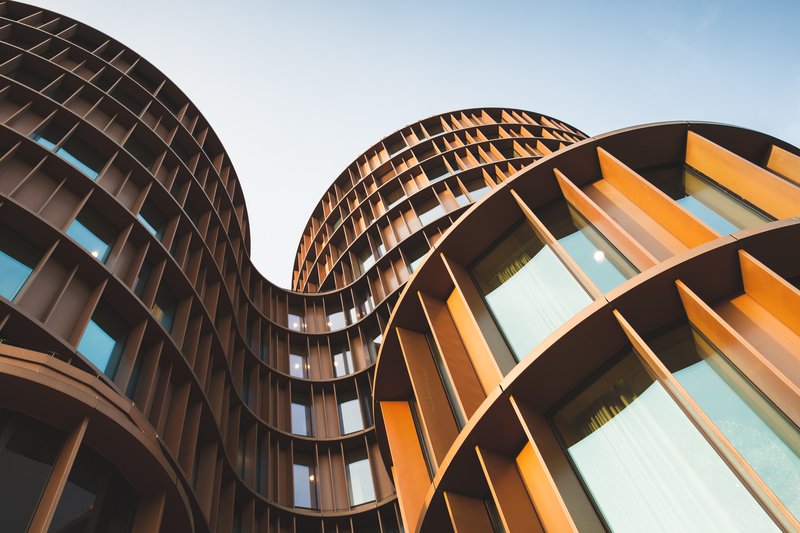Office building with curved windows