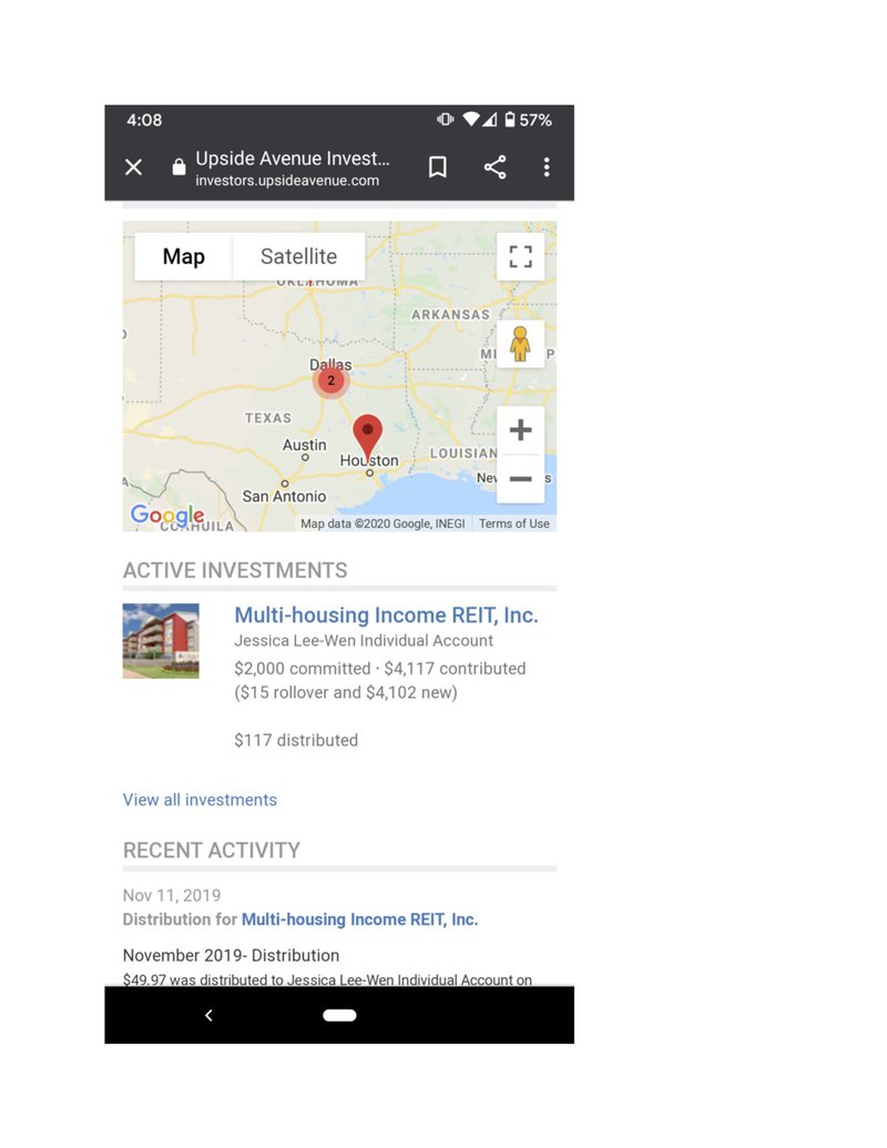 Upside Avenue investor portal mobile