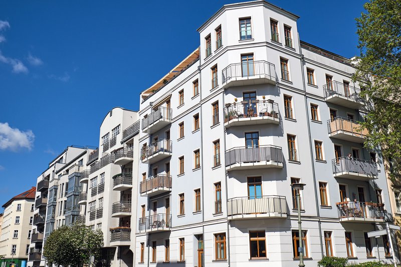 white apartment buildings