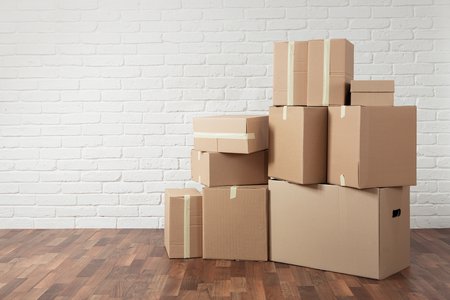 boxes against a white wall