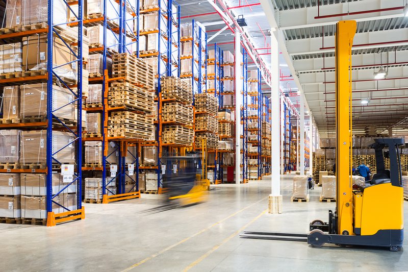 industrial warehouse with fork lift