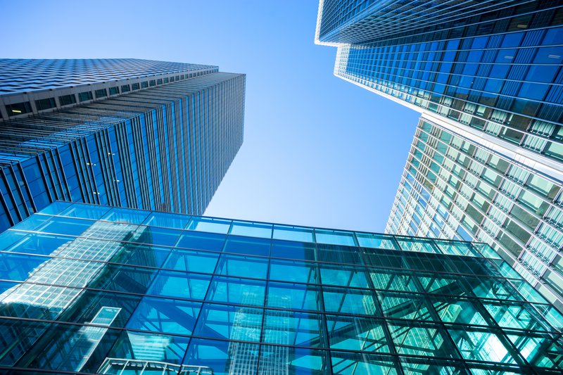 upward shot of skyscrapers