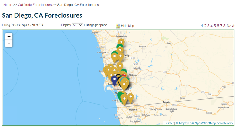 San Diego Foreclosures Map