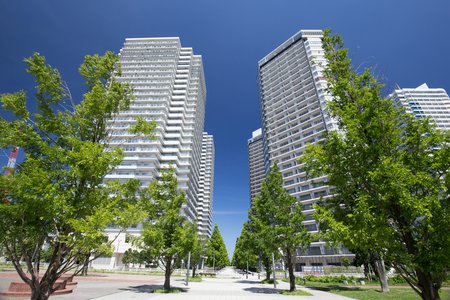 office building with trees