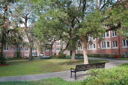 student housing and courtyard