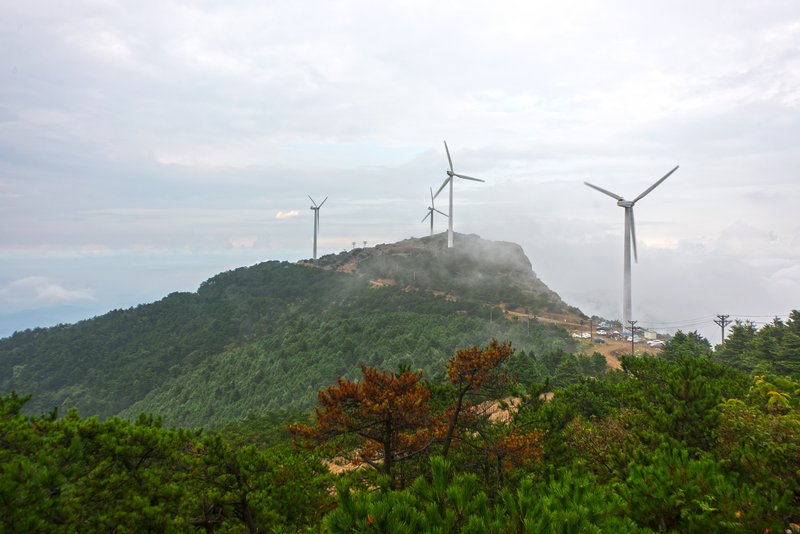 Windmills on top of a hill