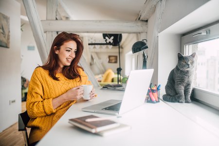woman in home office