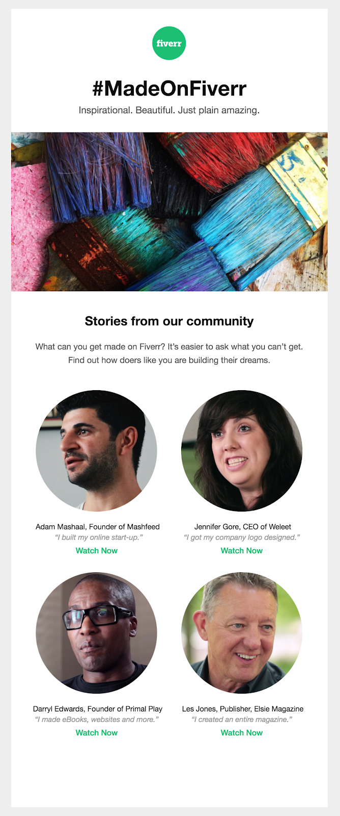 Four images of business executives with one-sentence testimonials