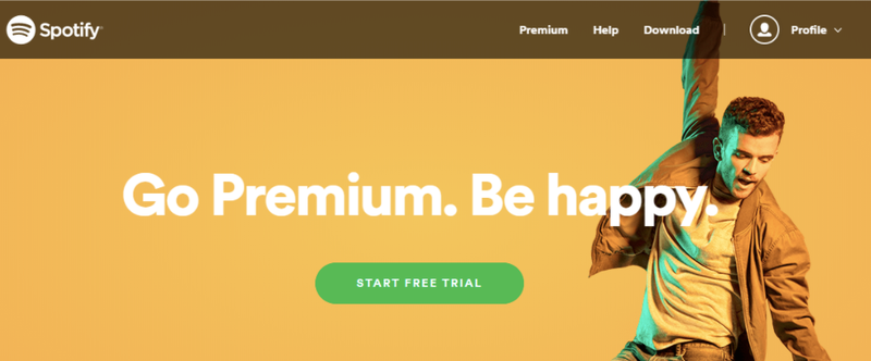 Spotify's homepage