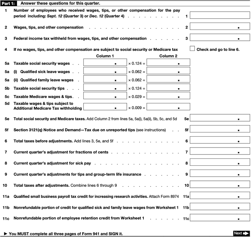 Irs Form 941 Worksheet 1 Pdf Updated 2021
