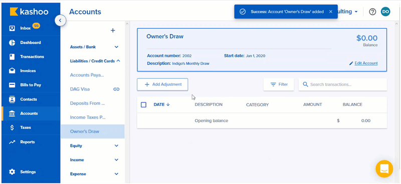Kashoo’s Accounts feature.