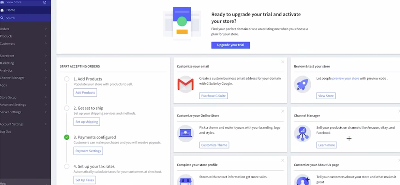 A web page with tabs and several functionalities to build an e-commerce website.
