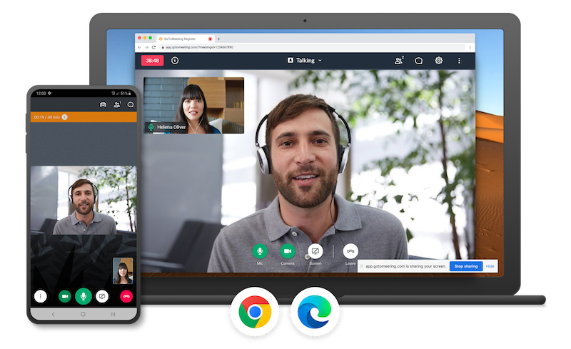 GoToMeeting’s desktop and mobile interface