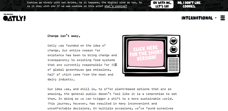 Oatly’s long-form content explaining the reasons behind investment decisions.