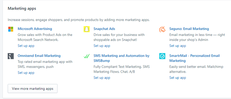 Shopify 's marketing apps marketplace