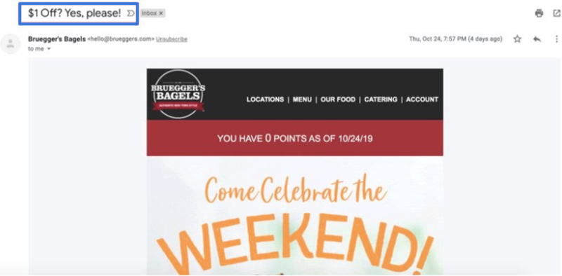 Showcase your offer in your email subject line