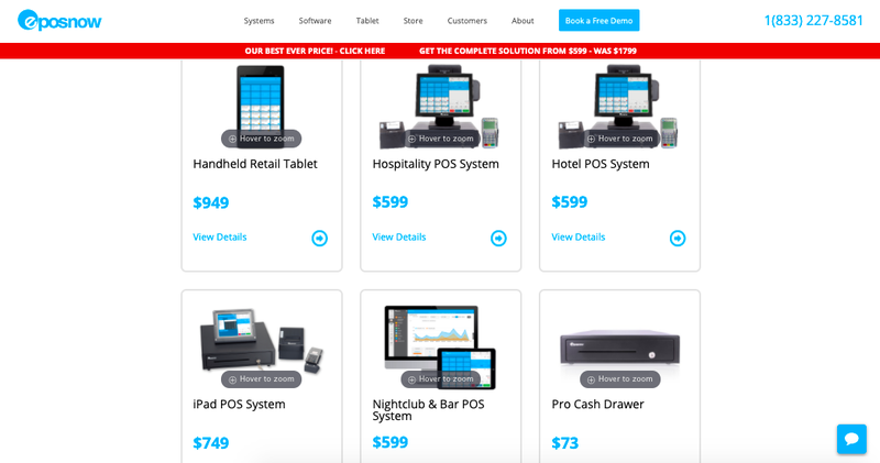 Screenshot of Epos Now available hardware
