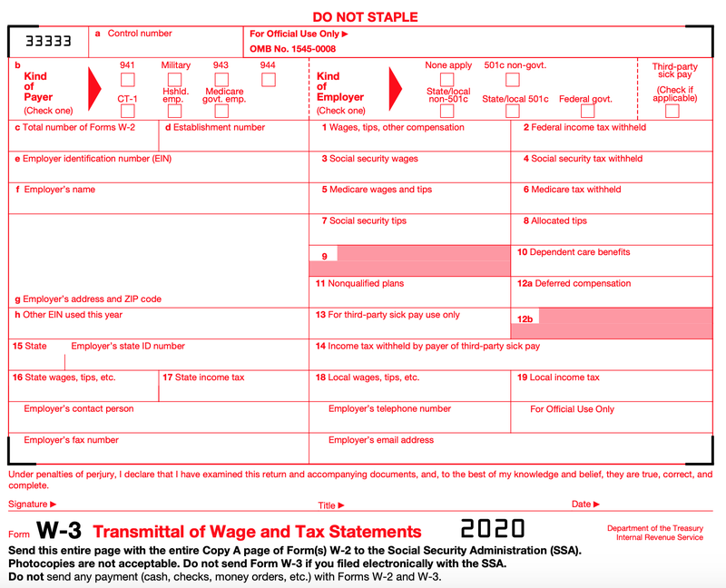 Irs Form W 3c Fillable Printable Forms Free Online