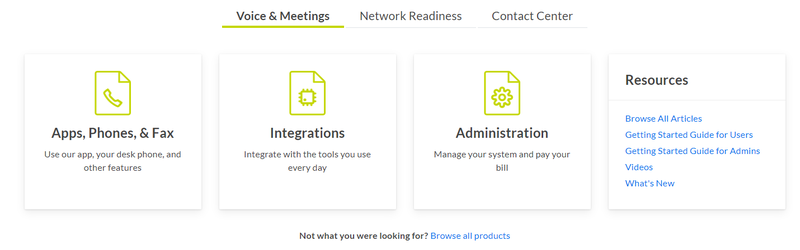 GoToConnect’s support features include apps, phones, and fax with user documentation.