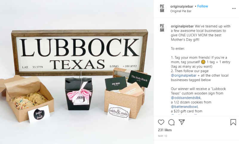 A screenshot of a Mother’s Day giveaway on a dessert shop’s social media platform.