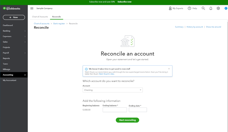 how to unreoncile quickbooks accountant online