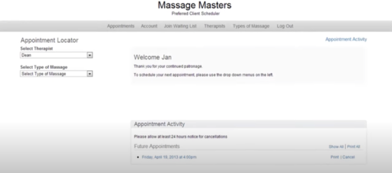 A screenshot shows the AppointmentPlus online appointment booking portal.