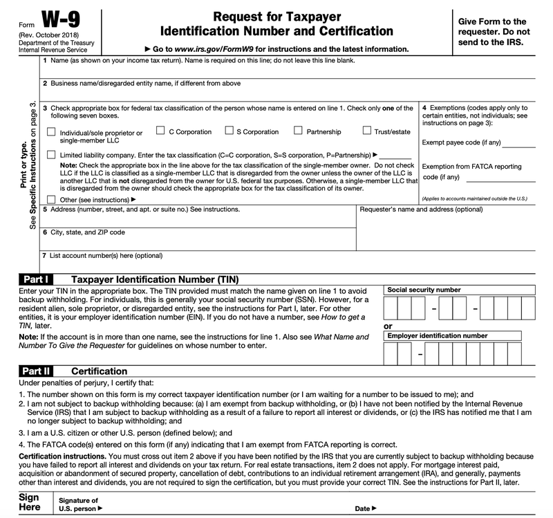 2. Fill out and save a Form W-9.