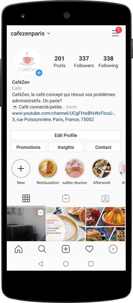 Instagram business page