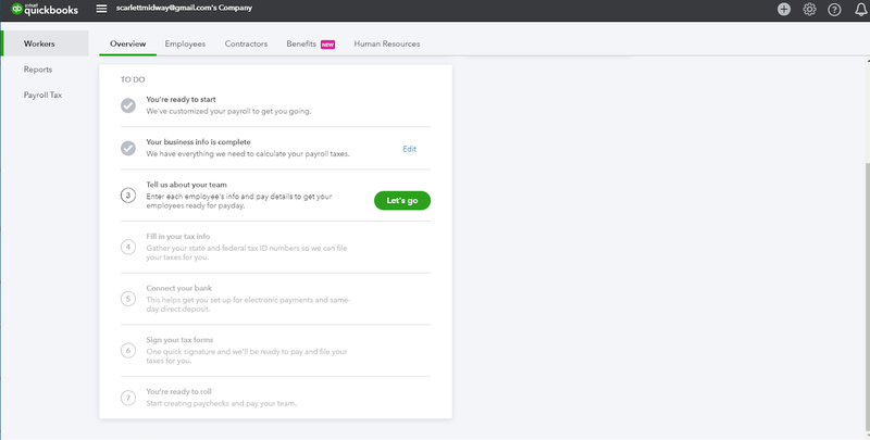 QuickBooks Payroll to-do list with remaining steps to fully set up the software
