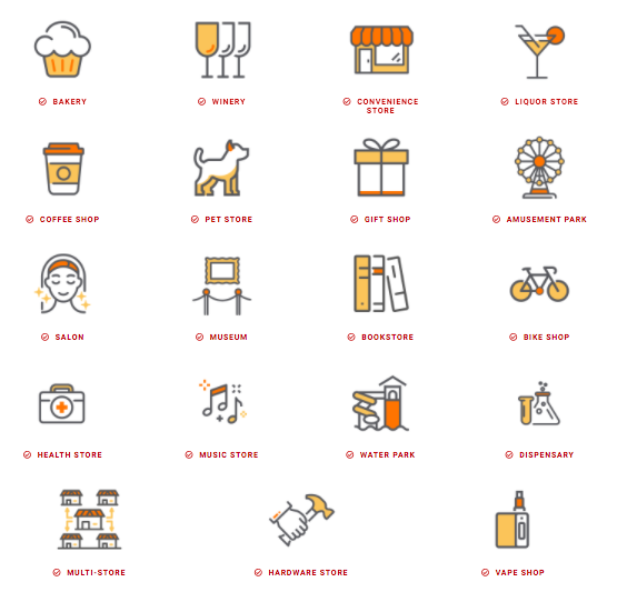 Image showing the range of business types that KORONA POS supports.