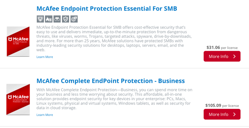 mcafee endpoint protection software rating