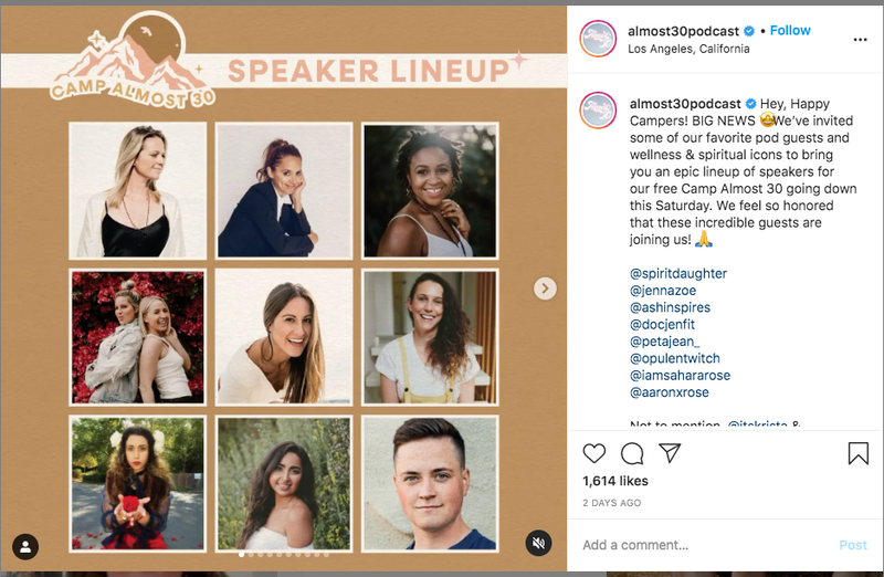 A collage of nine guest speakers for the Almost 30 podcast.