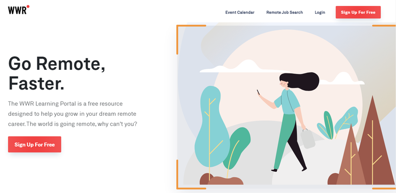 A page explaining what We Work Remotely’s Learning Portal page offers to remote job seekers.
