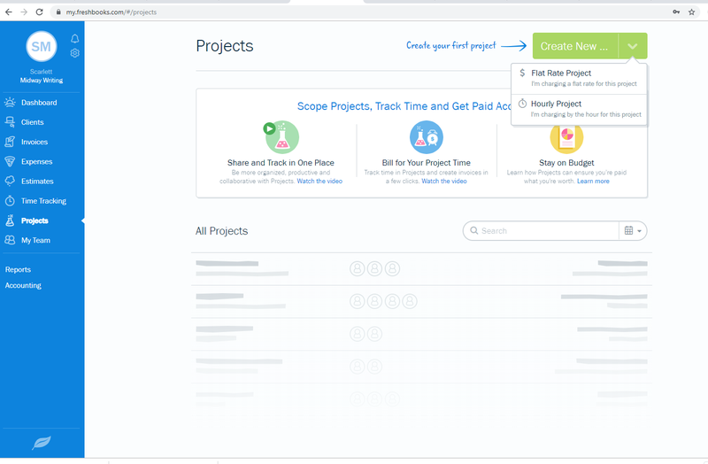FreshBooks Projects feature