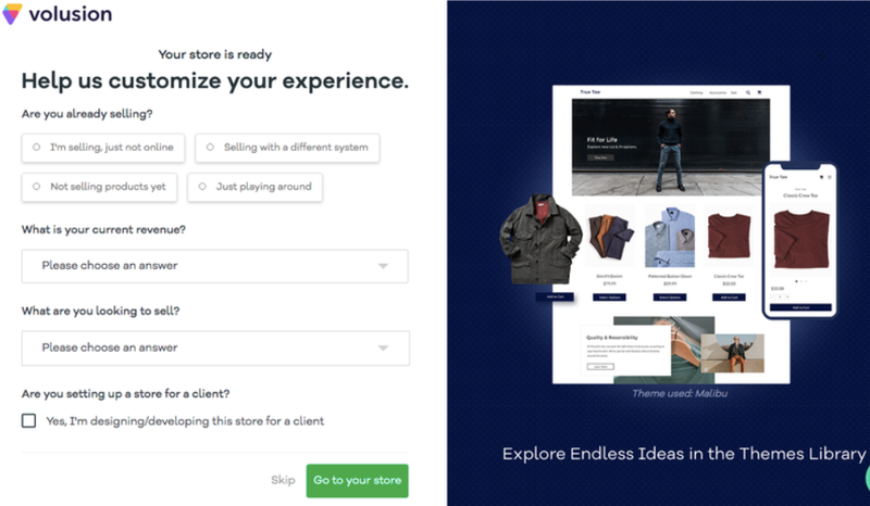 Screenshot of Volusion design customization