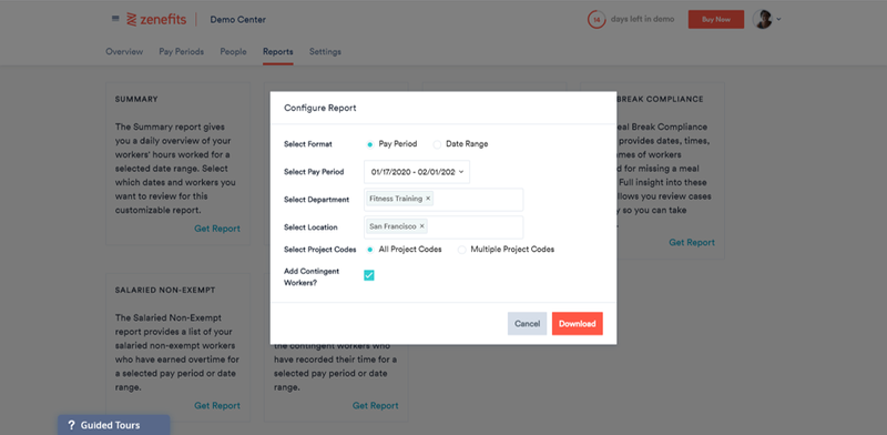 Zenefits Customizable Reports