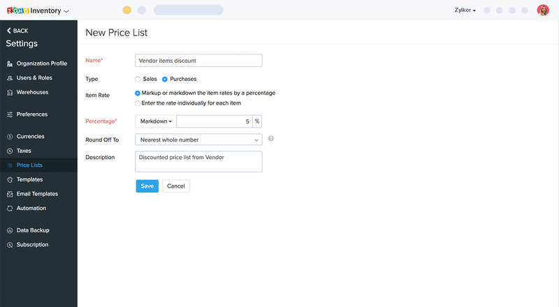 zoho inventory pricing