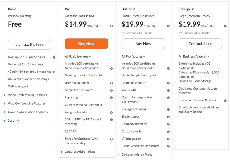 zoom pricing for education