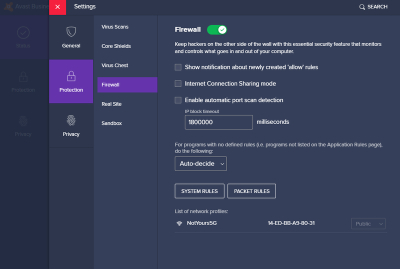 change avast firewall settings on remote computer