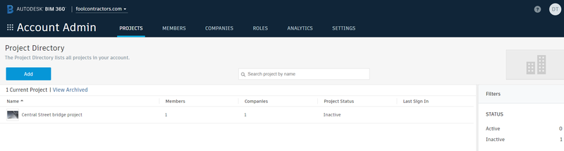 BIM 360’s account admin
