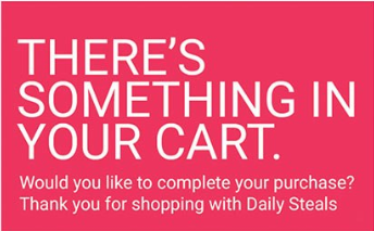 A screenshot of an abandoned cart promotion for shoppers.