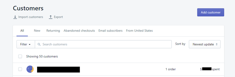 The Shopify customer tracking page