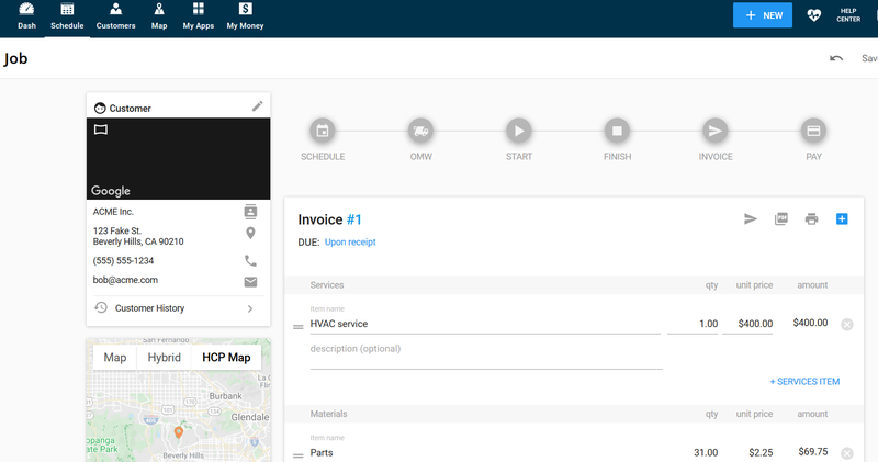 Screenshot of Housecall Pro invoice feature