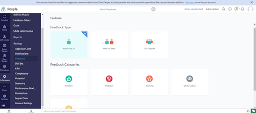 Zoho People's Feedback Dashboard