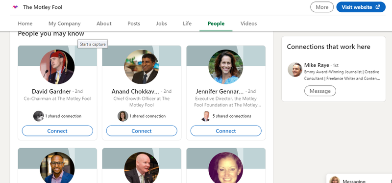 The Motley Fool employee list on LinkedIn.